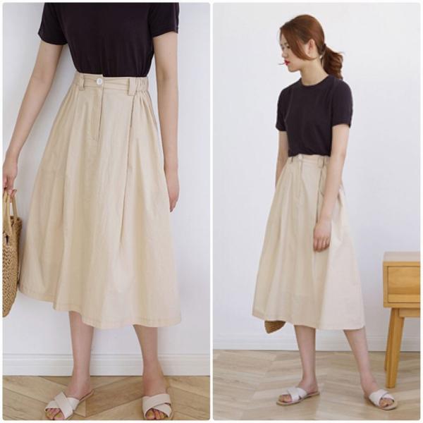 レディース スカート ハイウエスト ミディ丈 ひざ下丈 無地 春 夏 ボトムス カジュアル キュート 大人 可愛い フェミニン きれいめ おしゃれ お出かけ デイリー オフィス 普段着 ホワイト グリーン ベージュ フリーサイズ ワンサイズ 送料無料