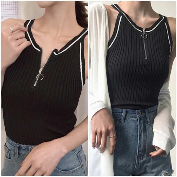 レディース カットソー タンクトップ ニット シンプル タイト ノースリーブ トップス カジュアル キュート 大人 可愛い フェミニン おしゃれ お出かけ オフィス デイリー 普段着 ブラック ホワイト フリーサイズ ワンサイズ 送料無料