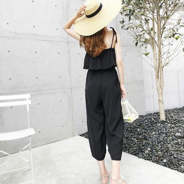 レディース オールインワン ボトムス ワイド オフショルダー ノースリーブ シフォン ミディ丈 無地 エレガント カジュアル 大人可愛い フェミニン お出かけ デート デイリー リゾート ブラック ブルー イエロー フリーサイズ 送料無料