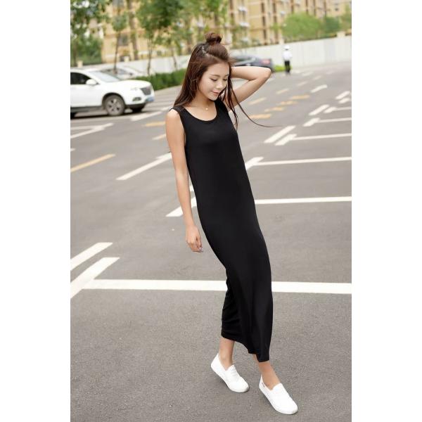 レディース ワンピース ノースリーブ ラウンドネック 無地 ボーダー マキシ丈 サマードレス カジュアル 大人可愛い フェミニン お出かけ デート デイリー リゾート ルームウェア ホワイト ブラック グレー L XL 2XL 3XL 送料無料