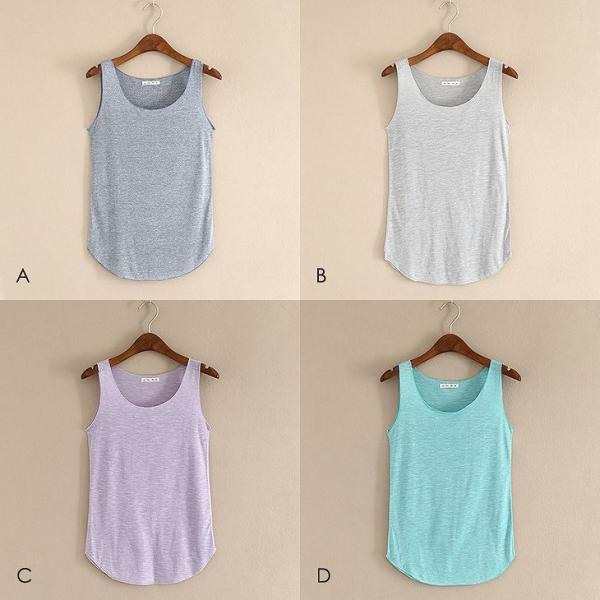 レディース トップス タンクトップ ラウンドネック ノースリーブ 無地 定番 カジュアル 大人可愛い フェミニン スポーツ ジョギング ヨガ グレー ホワイト パープル グリーン ブルー オレンジ ピンク イエロー ベージュ フリーサイズ 送料無料