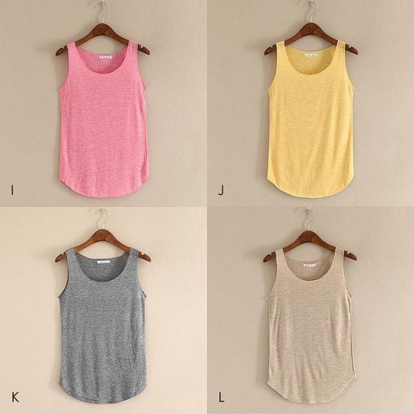 レディース トップス タンクトップ ラウンドネック ノースリーブ 無地 定番 カジュアル 大人可愛い フェミニン スポーツ ジョギング ヨガ グレー ホワイト パープル グリーン ブルー オレンジ ピンク イエロー ベージュ フリーサイズ 送料無料