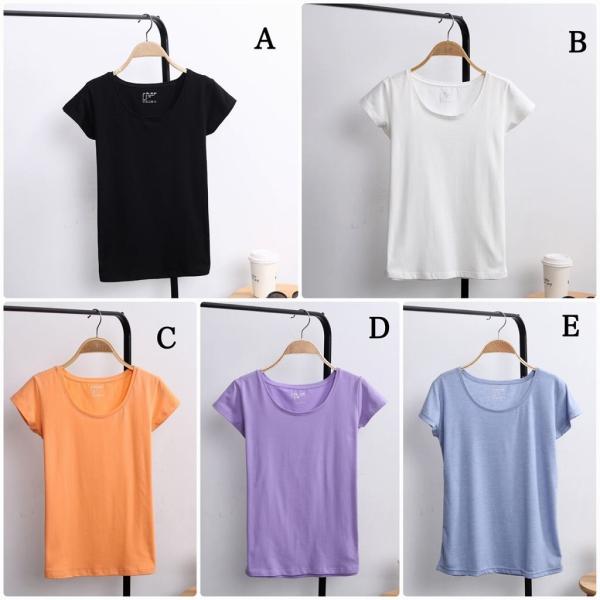 レディース 半袖Tシャツ シンプル 無地 カットソー 夏 春 トップス カジュアル 大人 可愛い フェミニン おしゃれ お出かけ 普段着 デイリー ホワイト パープル グレー ブラック ブルー オレンジ グリーン ピンク 大きいサイズ 送料無料