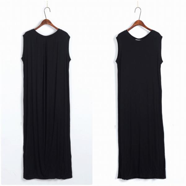 レディース ワンピース ロング丈 ミモレ丈 無地 シンプル ノースリーブ 春 夏 スカート カジュアル キュート 可愛い フェミニン きれいめ 上品 エレガント おしゃれ お出かけ デイリー 普段着 ブラック L XL 2XL 大きいサイズ 送料無料