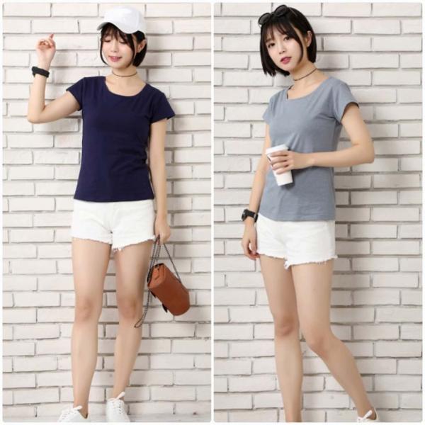 レディース 半袖Tシャツ シンプル 無地 カットソー 夏 春 トップス カジュアル キュート 大人 可愛い フェミニン おしゃれ お出かけ 普段着 デイリー ホワイト パープル グレー ブラック ブルー オレンジ グリーン ピンク 大きいサイズ 送料無料
