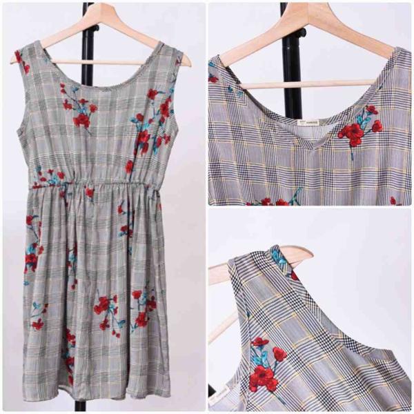 レディース ワンピース 花柄 ノースリーブ ハイウエスト 春 夏 スカート カジュアル キュート 可愛い フェミニン きれいめ 上品 エレガント おしゃれ お出かけ デイリー 普段着 ブラック ホワイト グレー ネイビー フリーサイズ 送料無料