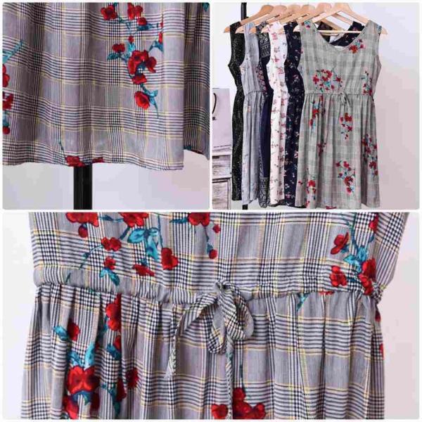 レディース ワンピース 花柄 ノースリーブ ハイウエスト 春 夏 スカート カジュアル キュート 可愛い フェミニン きれいめ 上品 エレガント おしゃれ お出かけ デイリー 普段着 ブラック ホワイト グレー ネイビー フリーサイズ 送料無料