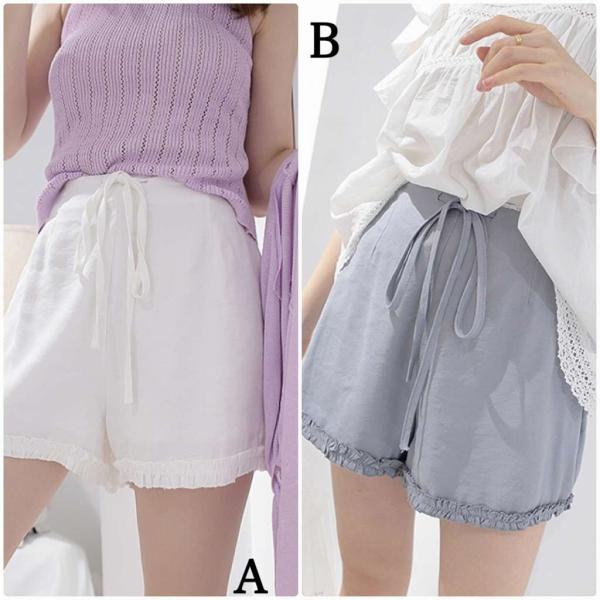レディース ショートパンツ 短パン キュロットパンツ 無地 シンプル ボトムス カジュアル キュート 可愛い フェミニン きれいめ エレガント おしゃれ お出かけ オフィス デイリー 普段着 ブルー ホワイト フリーサイズ ワンサイズ 送料無料