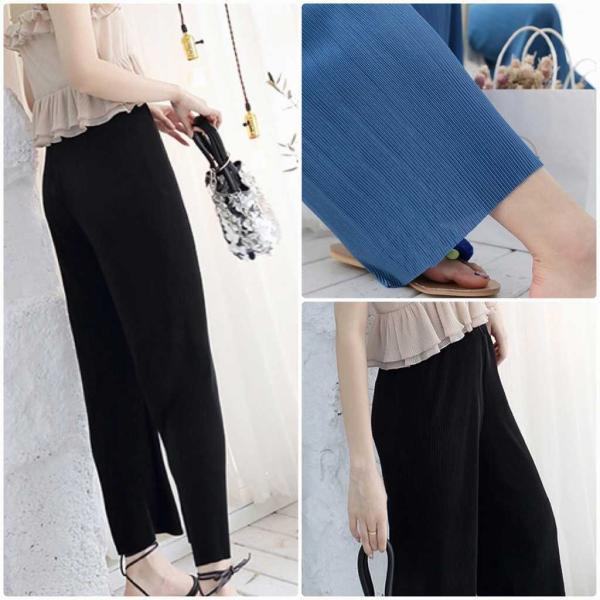 レディース ワイドレッグパンツ 無地 プリーツ シンプル ボトムス カジュアル キュート 可愛い フェミニン きれいめ エレガント おしゃれ お出かけ デイリー オフィス 普段着 ブラック ブルー ベージュ フリーサイズ ワンサイズ 送料無料