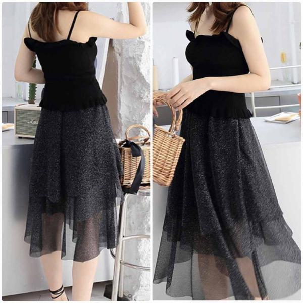 レディース ティアードスカート チュールスカート ハイウエスト 透け感 透け素材 春 夏 ボトムス カジュアル キュート 大人 可愛い フェミニン きれいめ おしゃれ お出かけ デイリー オフィス 普段着 ブラック ベージュ フリーサイズ 送料無料