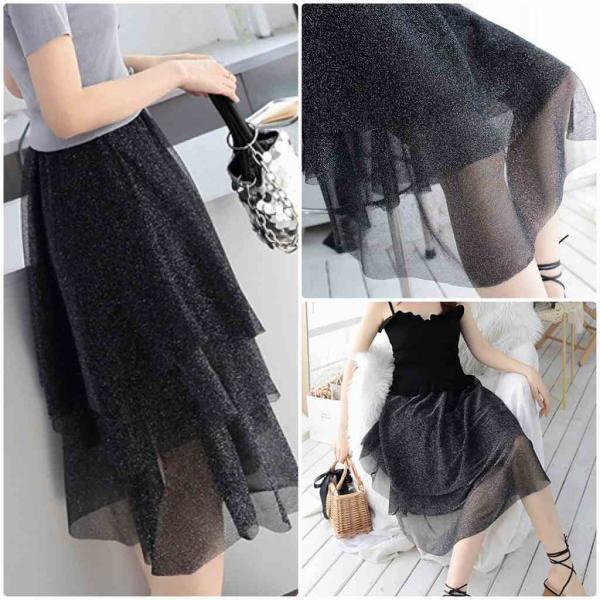 レディース ティアードスカート チュールスカート ハイウエスト 透け感 透け素材 春 夏 ボトムス カジュアル キュート 大人 可愛い フェミニン きれいめ おしゃれ お出かけ デイリー オフィス 普段着 ブラック ベージュ フリーサイズ 送料無料