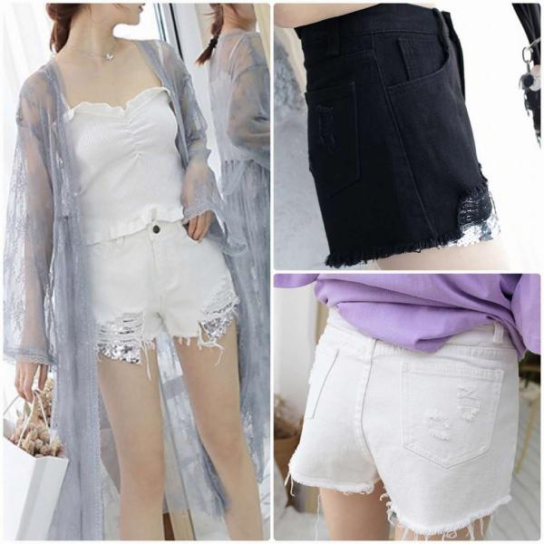 レディース クラッシュ加工 ダメージ ショートパンツ 短パン 無地 シンプル ボトムス カジュアル キュート 可愛い フェミニン きれいめ エレガント おしゃれ お出かけ デイリー 普段着 ブルー ホワイト ブラック S M L XL サイズ 送料無料