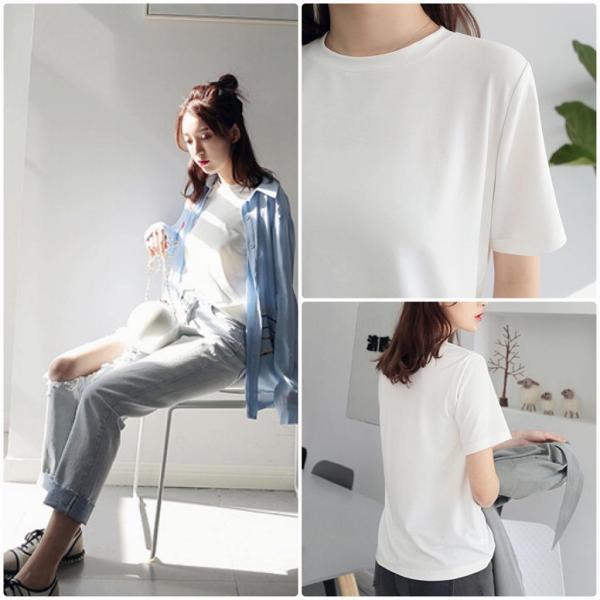 レディース 半袖Tシャツ シンプル クルーネック 無地 カットソー 夏 春 トップス カジュアル キュート 大人 可愛い フェミニン おしゃれ お出かけ 普段着 デイリー ピンク オリーブ ホワイト ブラウン フリーサイズ ワンサイズ 送料無料