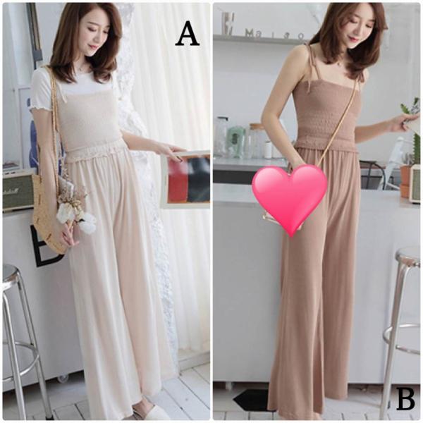 レディース サロペット オールインワン オーバーオール ワイドレッグパンツ 肩紐 キャミ ボトムス カジュアル キュート 可愛い フェミニン おしゃれ お出かけ デイリー 普段着 春 夏 ベージュ ブラウン フリーサイズ ワンサイズ 送料無料