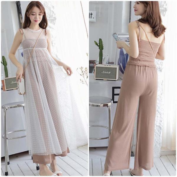 レディース サロペット オールインワン オーバーオール ワイドレッグパンツ 肩紐 キャミ ボトムス カジュアル キュート 可愛い フェミニン おしゃれ お出かけ デイリー 普段着 春 夏 ベージュ ブラウン フリーサイズ ワンサイズ 送料無料