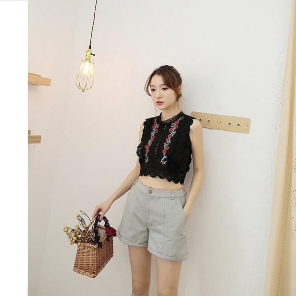 レディース スカラップ シフォン ブラウス レース 刺繍 花柄 ノースリーブ シャツ 春 夏 トップス カジュアル キュート 可愛い フェミニン きれいめ 上品 おしゃれ お出かけ オフィス デート デイリー ホワイト ブラック フリーサイズ 送料無料