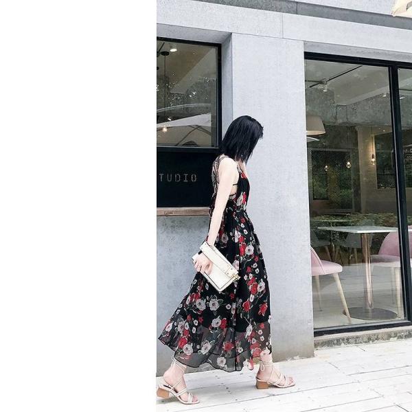 レディース ワンピース ロング丈 キャミソールワンピース キャミワンピ 花柄 ボタニカル柄 春 夏 スカート カジュアル キュート 可愛い フェミニン きれいめ 上品 エレガント おしゃれ お出かけ お呼ばれ ブラック S M L サイズ 送料無料