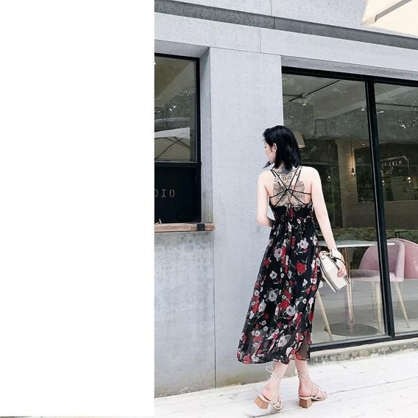 レディース ワンピース ロング丈 キャミソールワンピース キャミワンピ 花柄 ボタニカル柄 春 夏 スカート カジュアル キュート 可愛い フェミニン きれいめ 上品 エレガント おしゃれ お出かけ お呼ばれ ブラック S M L サイズ 送料無料