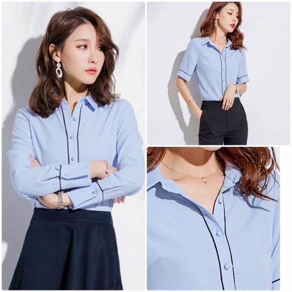 レディース ブラウス 半袖 長袖 シャツ 春 夏 トップス カジュアル キュート 可愛い フェミニン きれいめ 上品 エレガント おしゃれ お出かけ オフィス デート デイリー ホワイト ブルー S M L XL サイズ 送料無料