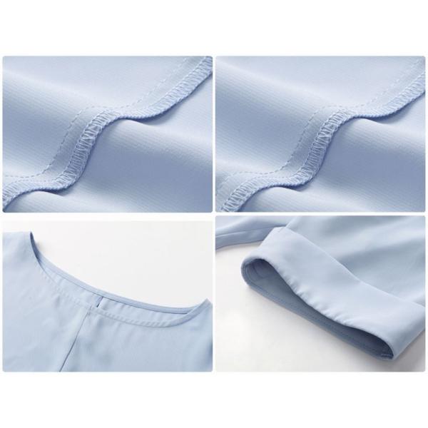 レディース ブラウス シフォン ラウンドネック 無地 シンプル シャツ 春 夏 トップス カジュアル キュート 可愛い フェミニン きれいめ 上品 エレガント おしゃれ お出かけ オフィス デート デイリー ホワイト ライトブルー グレー 送料無料