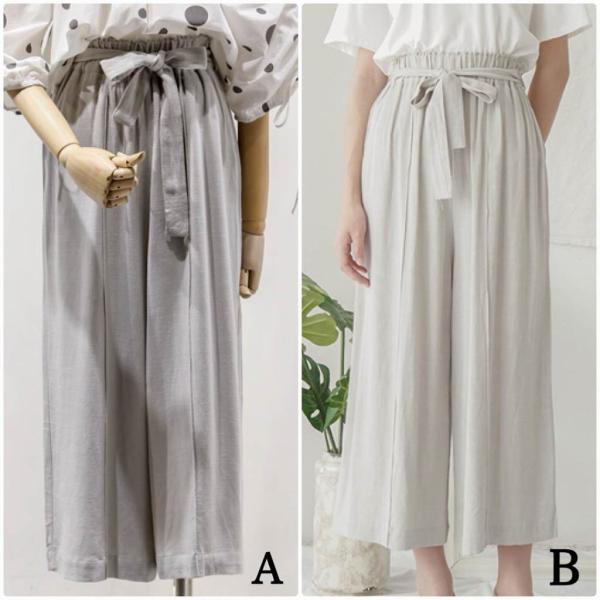 レディース ワイドレッグパンツ 無地 腰紐 プリーツ シンプル ボトムス カジュアル キュート 可愛い フェミニン きれいめ エレガント おしゃれ お出かけ デイリー オフィス 普段着 グレー フリーサイズ ワンサイズ 送料無料
