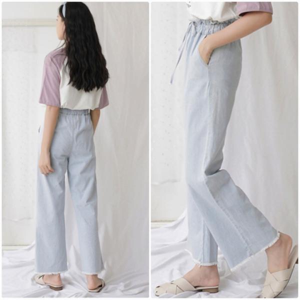 レディース カットオフデニム ワイドレッグパンツ ジーンズ 無地 シンプル ボトムス カジュアル キュート 可愛い フェミニン きれいめ エレガント おしゃれ お出かけ デイリー オフィス 普段着 ライトブルー S M L サイズ 送料無料
