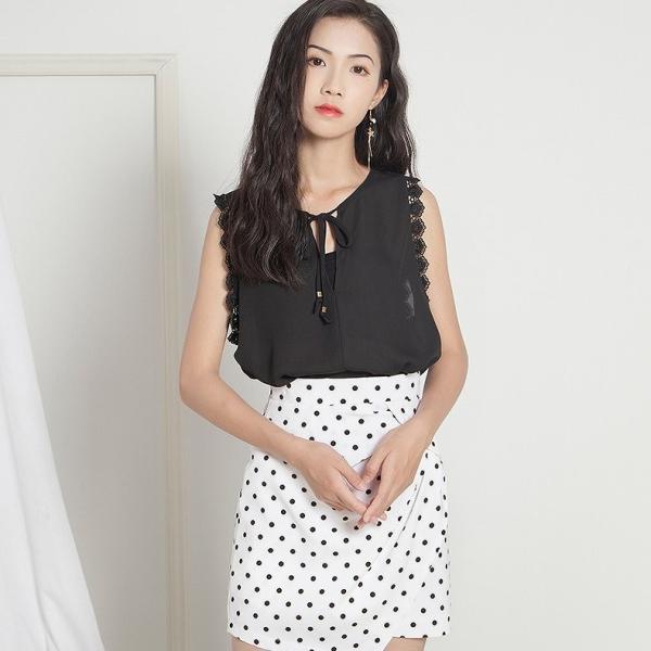レディース レース ブラウス ノースリーブ シャツ スカラップ 春 夏 トップス カジュアル キュート 可愛い フェミニン きれいめ 上品 エレガント おしゃれ お出かけ オフィス デート デイリー ホワイト ブラック フリーサイズ ワンサイズ 送料無料
