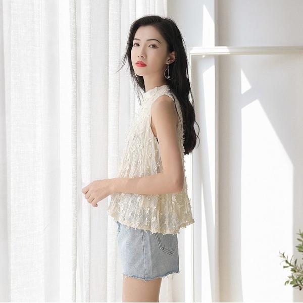 レディース トップス ノースリーブ シフォン カットソー 無地 クルーネック 夏 カジュアル 大人可愛い フェミニン オフィス お出かけ デート デイリー ベージュ ホワイト フリーサイズ 送料無料