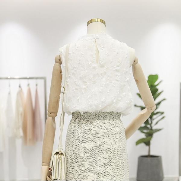 レディース トップス ノースリーブ シフォン カットソー 無地 クルーネック 夏 カジュアル 大人可愛い フェミニン オフィス お出かけ デート デイリー ベージュ ホワイト フリーサイズ 送料無料