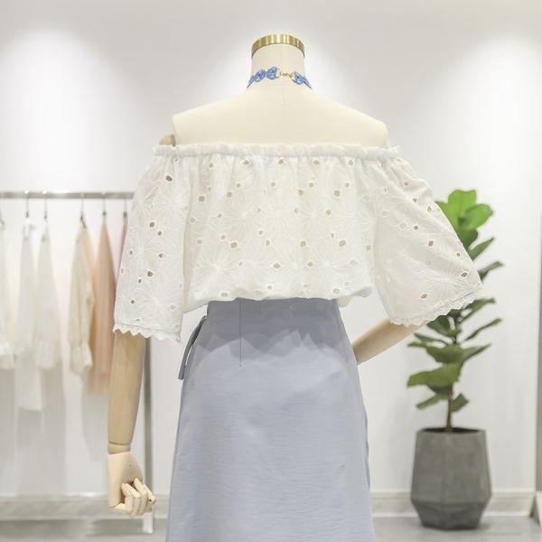 レディース トップス オフショルダー カットソー レース 無地 5分袖 夏 カジュアル 大人可愛い フェミニン オフィス お出かけ デート デイリー ホワイト フリーサイズ 送料無料