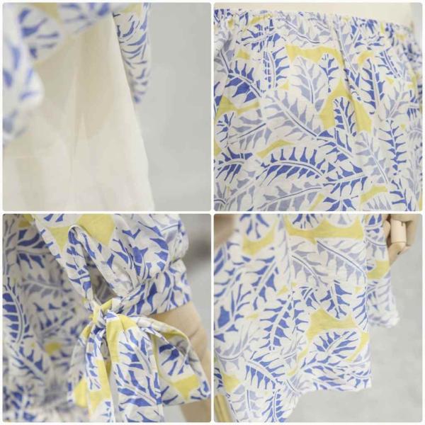 レディース シフォン 肩出し 肩見せ オフショルダー ワンピース ボタニカル柄 ミニ丈 半袖 春 夏 スカート カジュアル キュート 可愛い フェミニン きれいめ 上品 エレガント おしゃれ お出かけ お呼ばれ ネイビー フリーサイズ 送料無料