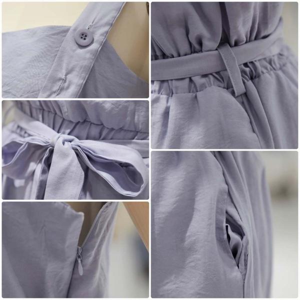 レディース サロペット ワイドレッグパンツ オールインワン オーバーオール ジャンプスーツ 腰紐 ボトムス カジュアル キュート 可愛い フェミニン おしゃれ お出かけ デイリー 普段着 春 夏 ブルー ブラック フリーサイズ ワンサイズ 送料無料