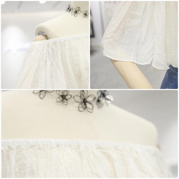 レディース 肩出し 肩見せ オフショルダー ブラウス 半袖 シャツ 春 夏 トップス カジュアル キュート 可愛い フェミニン きれいめ 上品 エレガント おしゃれ お出かけ オフィス デート デイリー ホワイト イエロー フリーサイズ 送料無料