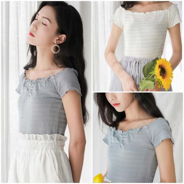 レディース 肩出し 肩見せ オフショルダー ブラウス 半袖 シャツ 春 夏 トップス カジュアル キュート 可愛い フェミニン きれいめ 上品 エレガント おしゃれ お出かけ オフィス デート デイリー ホワイト イエロー ブルー フリーサイズ 送料無料