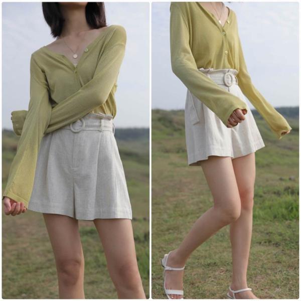 レディース ショートパンツ 短パン ハイウエスト ボトムス カジュアル キュート 可愛い フェミニン きれいめ おしゃれ お出かけ デイリー 普段着 ホワイト ブルー ベージュ グリーン ブラック S M L サイズ 送料無料