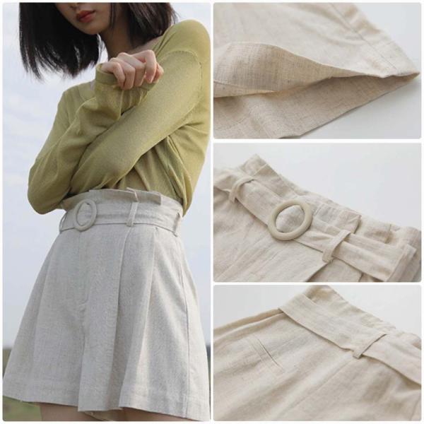 レディース ショートパンツ 短パン ハイウエスト ボトムス カジュアル キュート 可愛い フェミニン きれいめ おしゃれ お出かけ デイリー 普段着 ホワイト ブルー ベージュ グリーン ブラック S M L サイズ 送料無料