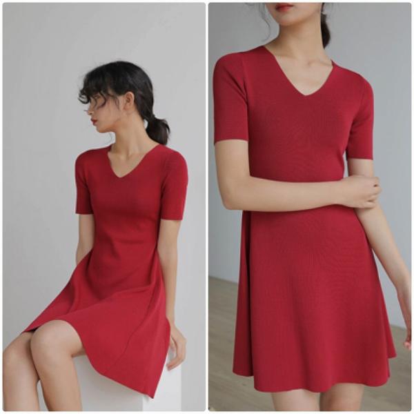 レディース ワンピース Vネック 半袖 ミニ丈 無地 シンプル 春 夏 スカート カジュアル キュート 可愛い フェミニン きれいめ 上品 エレガント おしゃれ お出かけ お呼ばれ レッド ベージュ ブラック フリーサイズ ワンサイズ 送料無料