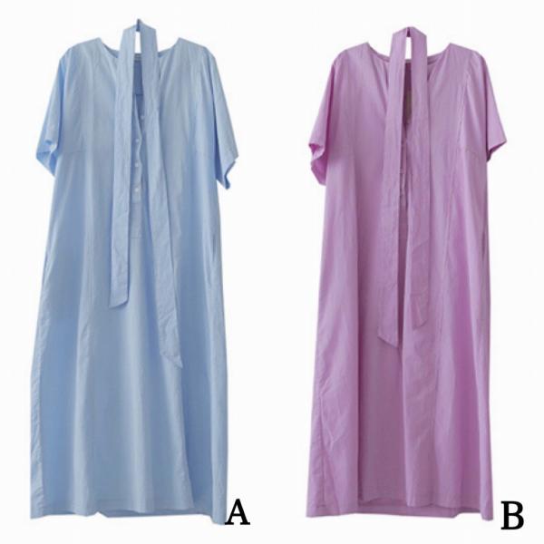 レディース ワンピース 半袖 ミモレ丈 無地 シンプル ゆったり 春 夏 スカート カジュアル キュート 可愛い フェミニン きれいめ 上品 エレガント おしゃれ お出かけ お呼ばれ ブルー ピンク フリーサイズ ワンサイズ 送料無料