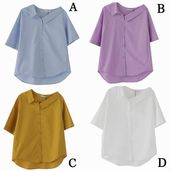 レディース ブラウス 長袖 シャツ シンプル 無地 春 夏 トップス カジュアル キュート 可愛い フェミニン きれいめ 上品 エレガント おしゃれ お出かけ オフィス デート デイリー ホワイト パープル イエロー グリーン ブルー 送料無料