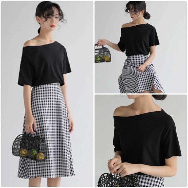 レディース Tシャツ シンプル ボートネック 五分袖 無地 カットソー 夏 春 トップス カジュアル キュート 大人 可愛い フェミニン おしゃれ お出かけ 普段着 デイリー ブラック パープル イエロー ホワイト ブルー ベージュ オレンジ 送料無料