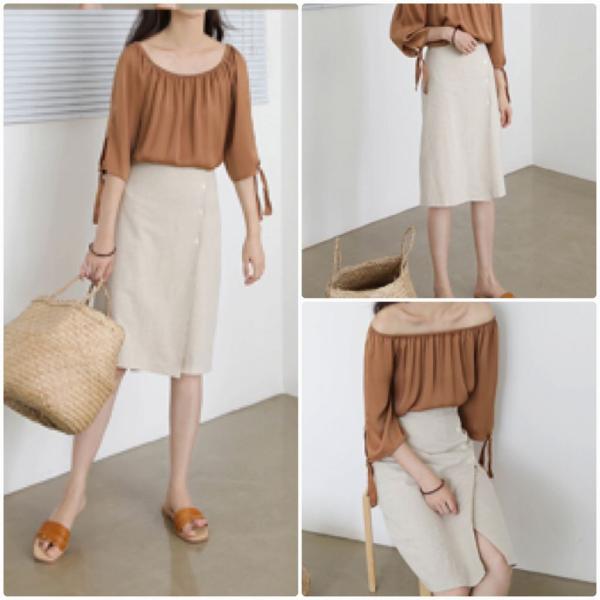 レディース スカート ハイウエスト スリット ミディ丈 ひざ下丈 無地 シンプル ボトムス カジュアル キュート 大人 可愛い フェミニン きれいめ おしゃれ お出かけ デイリー 二次会 お呼ばれ オリーブ ベージュ S M サイズ 送料無料