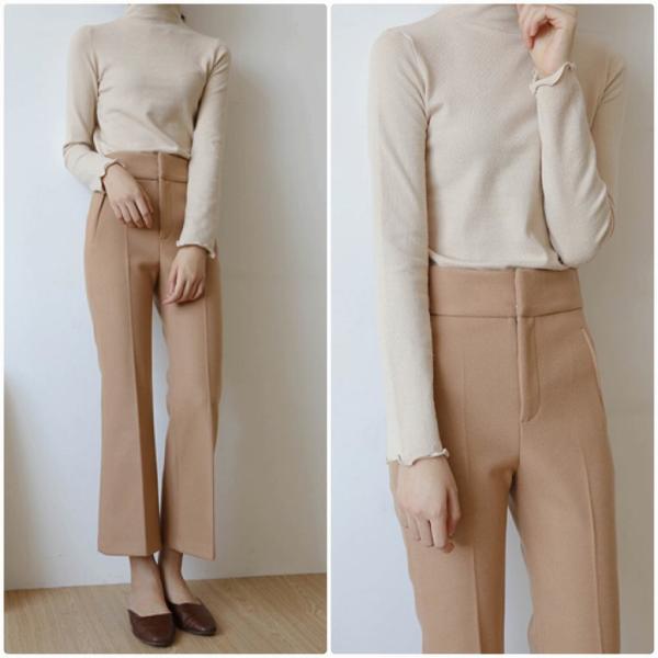 レディース センタープリーツ アンクルパンツ ハイウエスト 半端丈 クロップド シンプル ボトムス カジュアル キュート 可愛い フェミニン きれいめ エレガント おしゃれ お出かけ オフィス デイリー 普段着 ブラック ブラウン ベージュ 送料無料