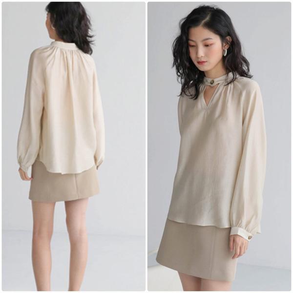 レディース ブラウス 長袖 シャツ シンプル 透け感 透け素材 無地 春 夏 トップス カジュアル キュート 可愛い フェミニン きれいめ 上品 エレガント おしゃれ お出かけ オフィス デート デイリー ホワイト ブラウン ベージュ フリーサイズ