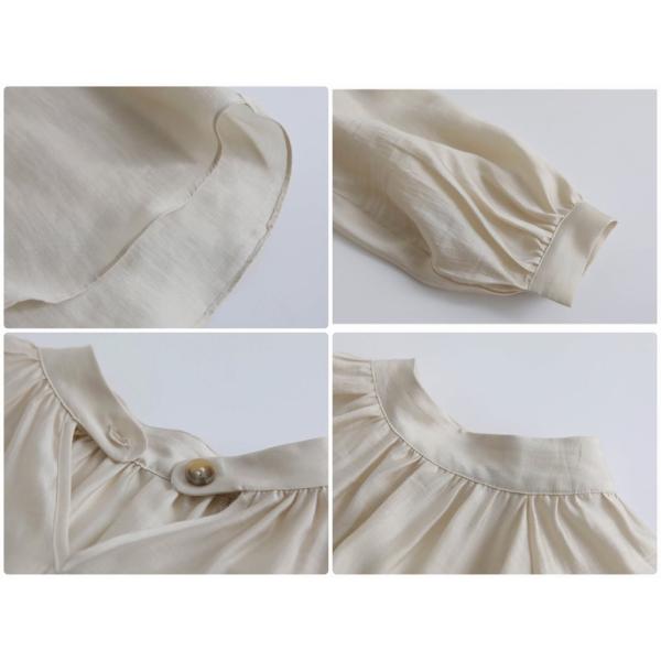 レディース ブラウス 長袖 シャツ シンプル 透け感 透け素材 無地 春 夏 トップス カジュアル キュート 可愛い フェミニン きれいめ 上品 エレガント おしゃれ お出かけ オフィス デート デイリー ホワイト ブラウン ベージュ フリーサイズ