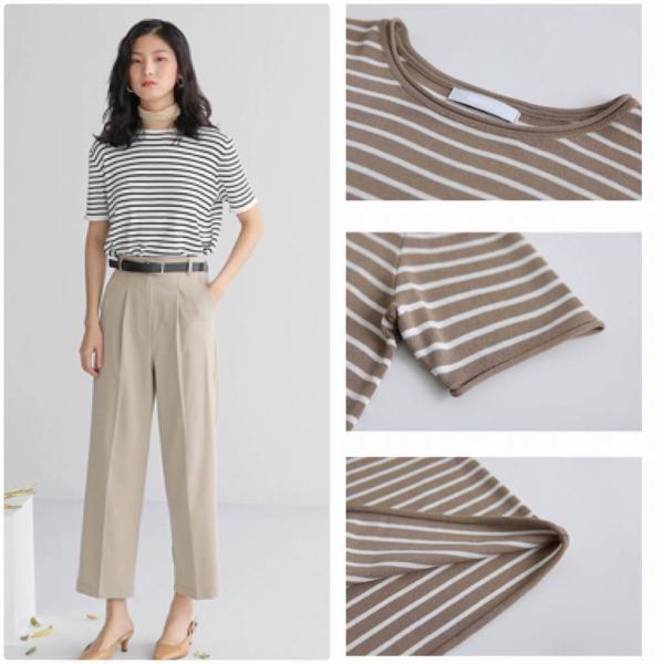 レディース ニット カットソー 薄手 ボーダー シンプル 半袖 トップス カジュアル キュート 大人 可愛い フェミニン おしゃれ お出かけ オフィス デイリー 普段着 ブラック ブラウン ホワイト フリーサイズ ワンサイズ 送料無料