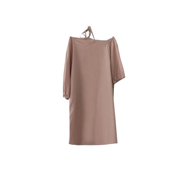 レディース カットソー ワンピース ミニ丈 無地 オープンショルダー 5分袖&半袖 アシンメトリー 夏 カジュアル 大人可愛い フェミニン オフィス お出かけ デート デイリー リゾート ブルー ピンク ホワイト ブラック フリー 送料無料