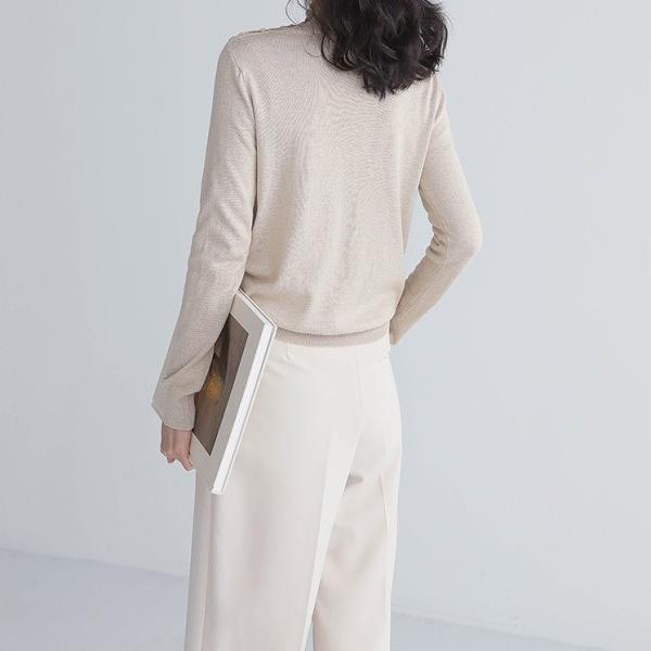 レディース トップス ニット セーター 長袖 クルーネック 薄手 無地 カジュアル 大人可愛い フェミニン オフィス お出かけ デート デイリー レッド ブラウン イエロー ベージュ フリー 送料無料