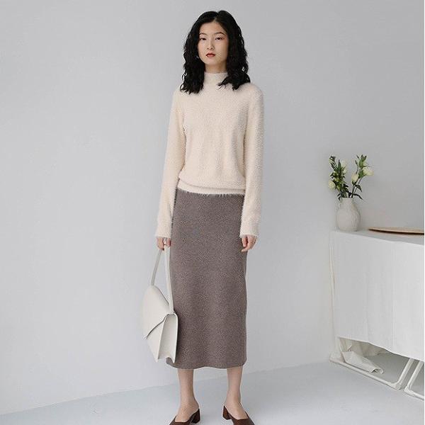 レディース トップス ニット セーター 長袖 ハイネック 無地 カジュアル 大人可愛い フェミニン オフィス お出かけ デート デイリー ベージュ オレンジ レッド フリー 送料無料