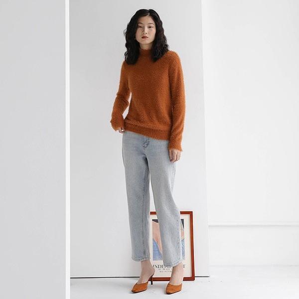 レディース トップス ニット セーター 長袖 ハイネック 無地 カジュアル 大人可愛い フェミニン オフィス お出かけ デート デイリー ベージュ オレンジ レッド フリー 送料無料