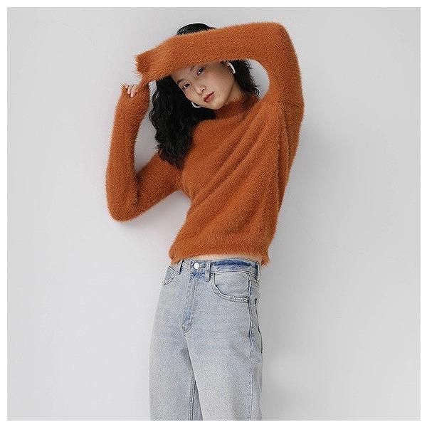 レディース トップス ニット セーター 長袖 ハイネック 無地 カジュアル 大人可愛い フェミニン オフィス お出かけ デート デイリー ベージュ オレンジ レッド フリー 送料無料